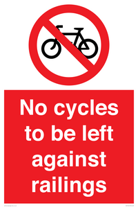 No cycles to be left against railings